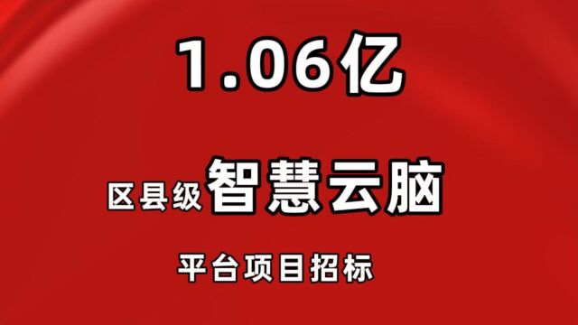 1.06亿,区县级智慧云脑平台项目招标