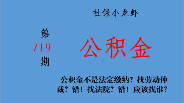 公积金不是法定缴纳?找劳动仲裁?错!找法院?错!应该找谁?