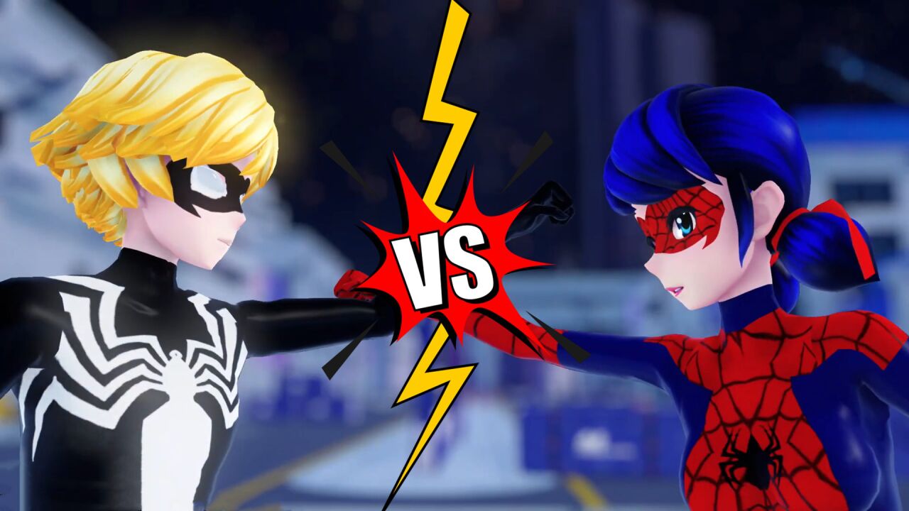 蜘蛛侠×瓢虫雷迪mmd:玛丽娜变身蜘蛛侠"拯救"黑化艾俊