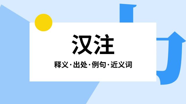 “汉注”是什么意思?