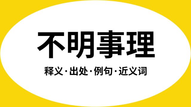 “不明事理”是什么意思?