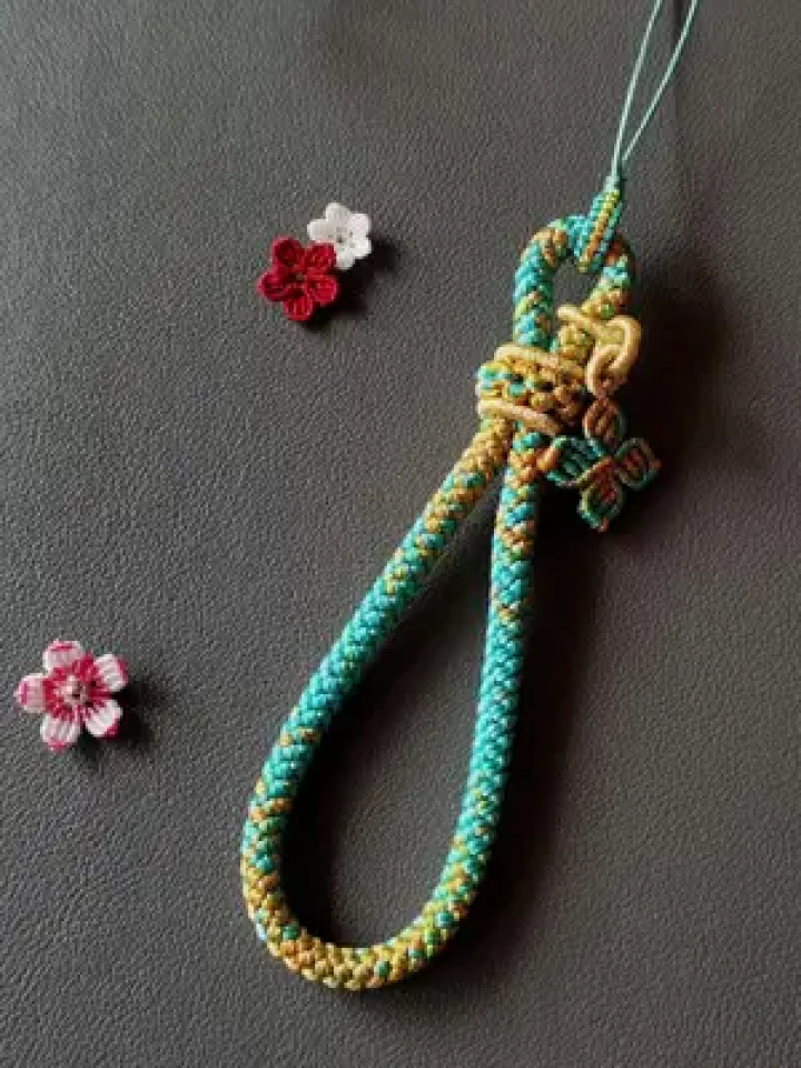 千里江山段染线编织#纯手工编绳 #手工定制#我的手工作品 #挂饰挂件