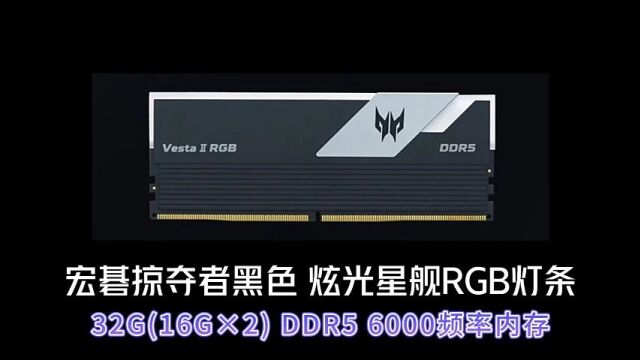 宏基掠夺者32G16G*2内存条套装 DDR5 6000频率石耀黑灯条