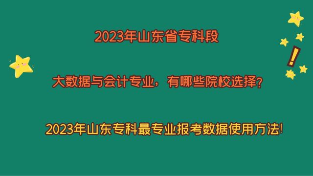 2023年山东专科段,大数据与会计专业,有哪些院校选择?专科数据