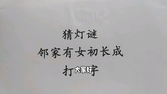 猜灯谜:邻家有女初长成 打一字