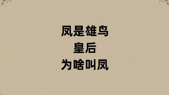 凤是雄鸟皇后为啥叫凤?