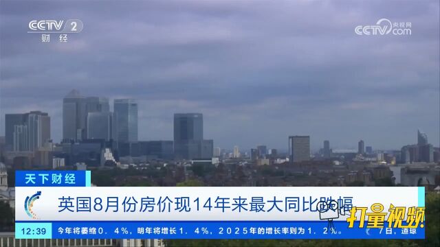 英国8月份房价现14年来最大同比跌幅