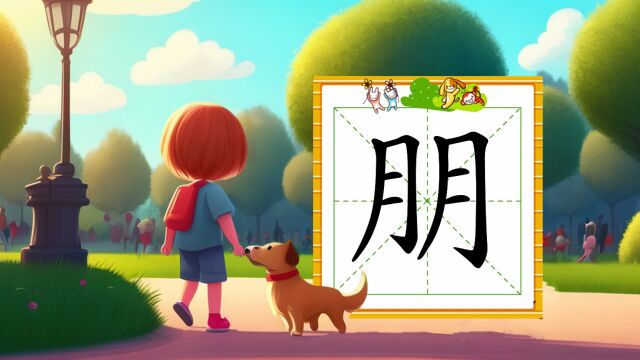 幼小衔接识字,小学语文常用生字,“朋”的书写笔顺和组词造句