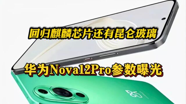 麒麟芯片回归还有昆仑玻璃!华为Nova12Pro参数曝光!