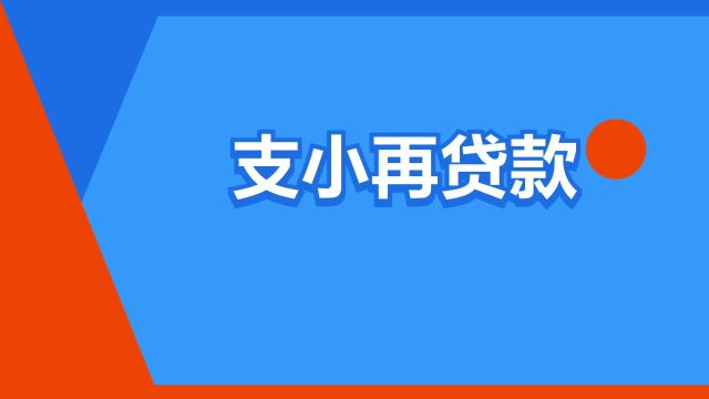 “支小再贷款”是什么意思?