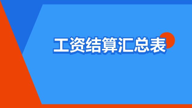 “工资结算汇总表”是什么意思?