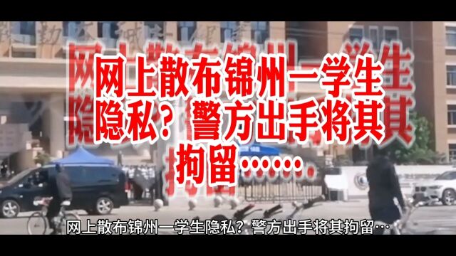 网上散布锦州一学生隐私?警方出手将其拘留……