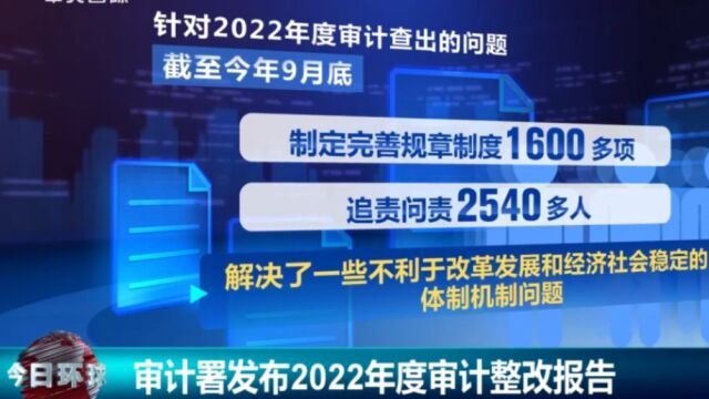 审计署发布2022年度审计整改报告