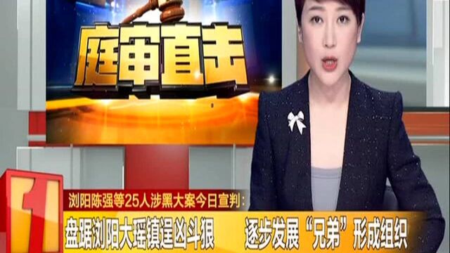 浏阳陈强等25人涉黑大案今日宣判:盘踞浏阳大瑶镇逞凶斗狠 逐步发展“兄弟”形成组织