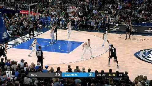 《NBA全场回放》【原声回放】篮网vs独行侠第2节 东契奇篮下强势攻筐