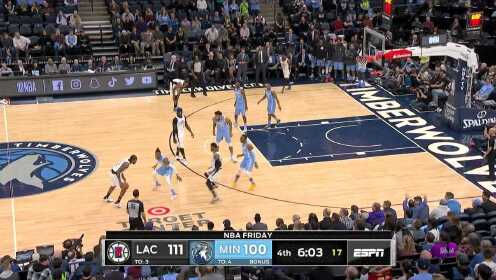《NBA全场回放》【回放】快船vs森林狼第4节 唐斯关键3+1助队止血