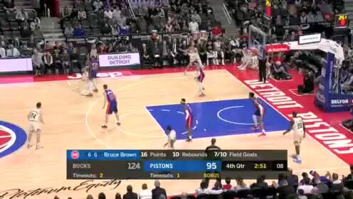 《NBA全场回放》【原声回放】雄鹿vs活塞第4节 雄鹿势如破竹多点开花轻松拿下