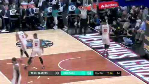 《NBA全场回放》【原声回放】开拓者vs灰熊第2节 麦科勒姆接球三分强势追分