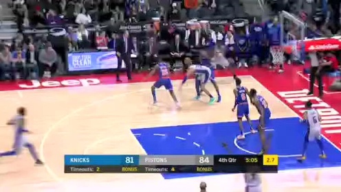 《NBA全场回放》【原声回放】尼克斯vs活塞第4节 兰德尔背身拉杆1V2杀死比赛