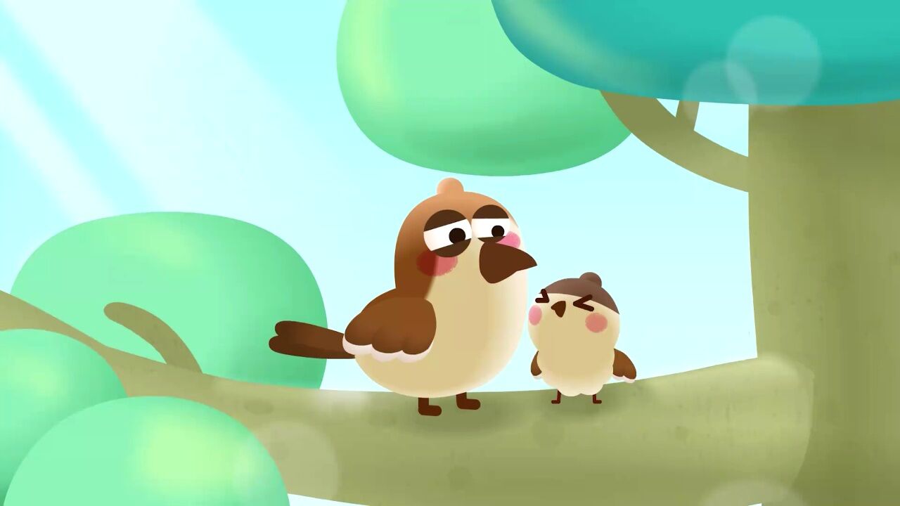 豆乐儿歌第二季 麻雀妈妈和宝宝靠着睡觉