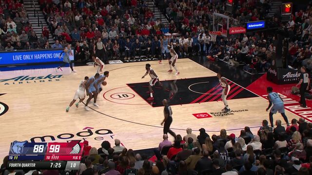 NBA常规赛：灰熊vs开拓者第4节中文解说回放