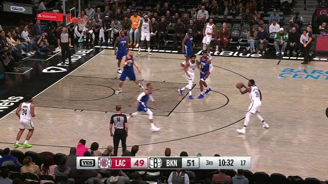 NBA常规赛：快船vs篮网第3节英文原声回放