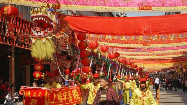 航拍南安洪濑春祭"龙阁"巡游 沿袭明清民俗拟申报省级非遗
