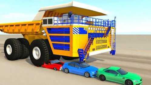 大型矿车上路碾压小汽车没有什么能够阻挡拟真车祸模拟