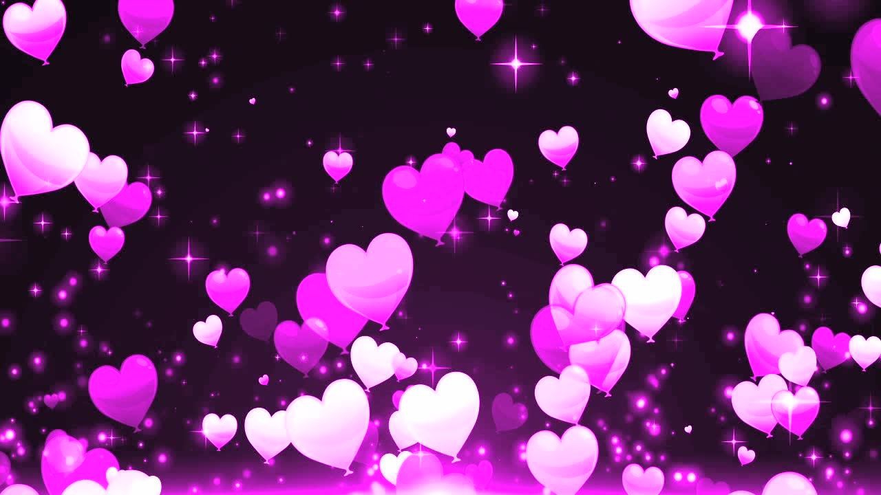 五彩缤纷卡通心形气球飘浮星空闪亮视觉舞台背景视频素材