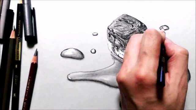 超写实素描画一个融化中的冰块见识了什么叫大神