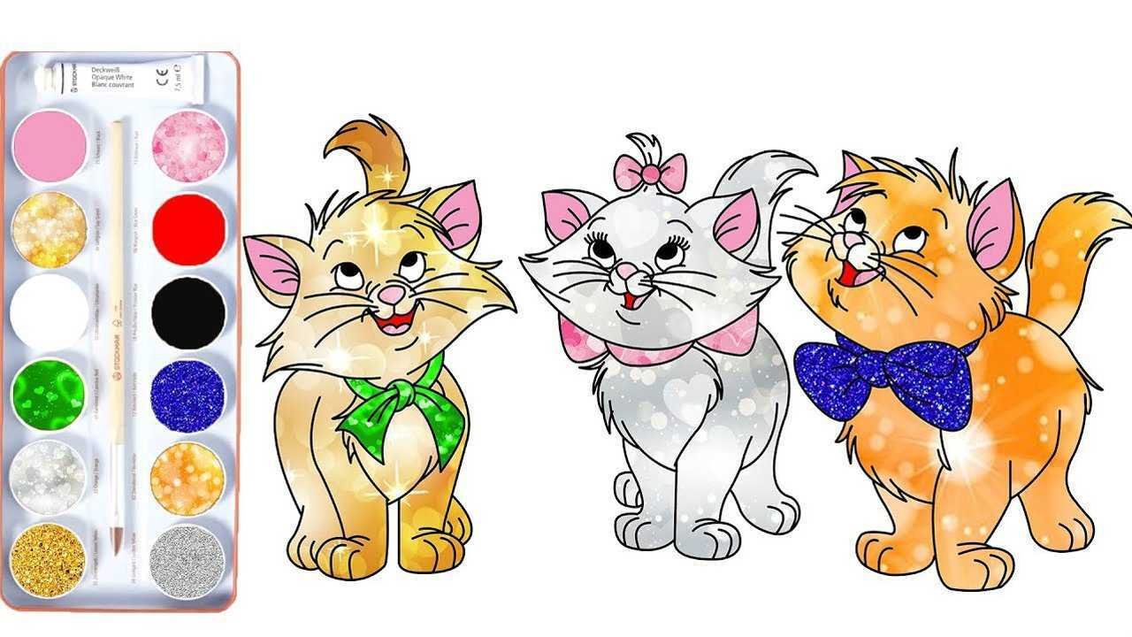 亲子简笔涂色画:三只可爱猫咪,涂颜色右脑开发