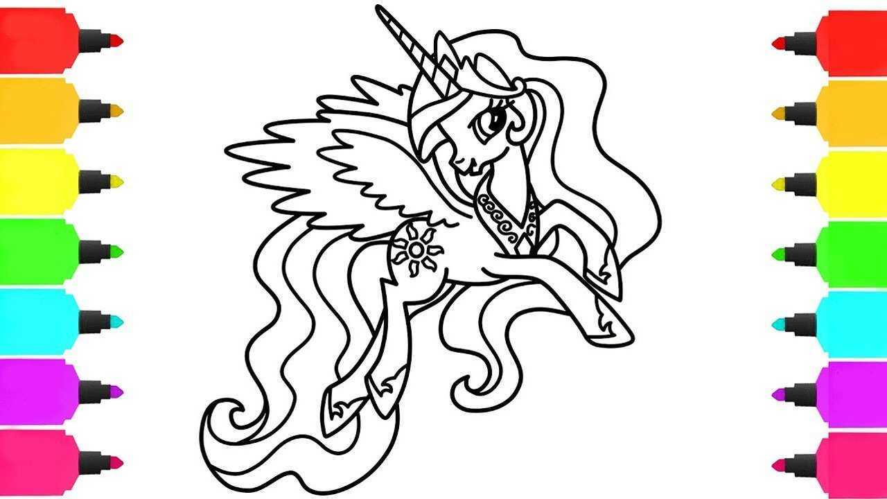 亲子简笔画画画彩虹漂亮小马右脑开发涂颜色