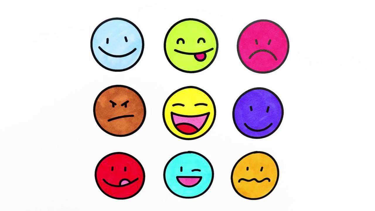 一个硬币画个圈就能画出喜怒哀乐各种表情包简笔画涂颜色