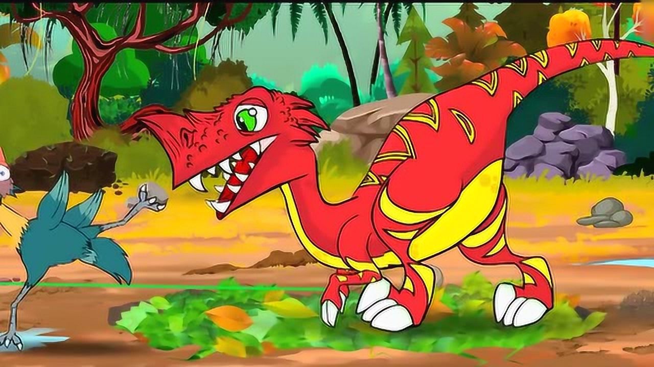 恐龙动画:三只恐龙和鸡!一起让霸王龙中计