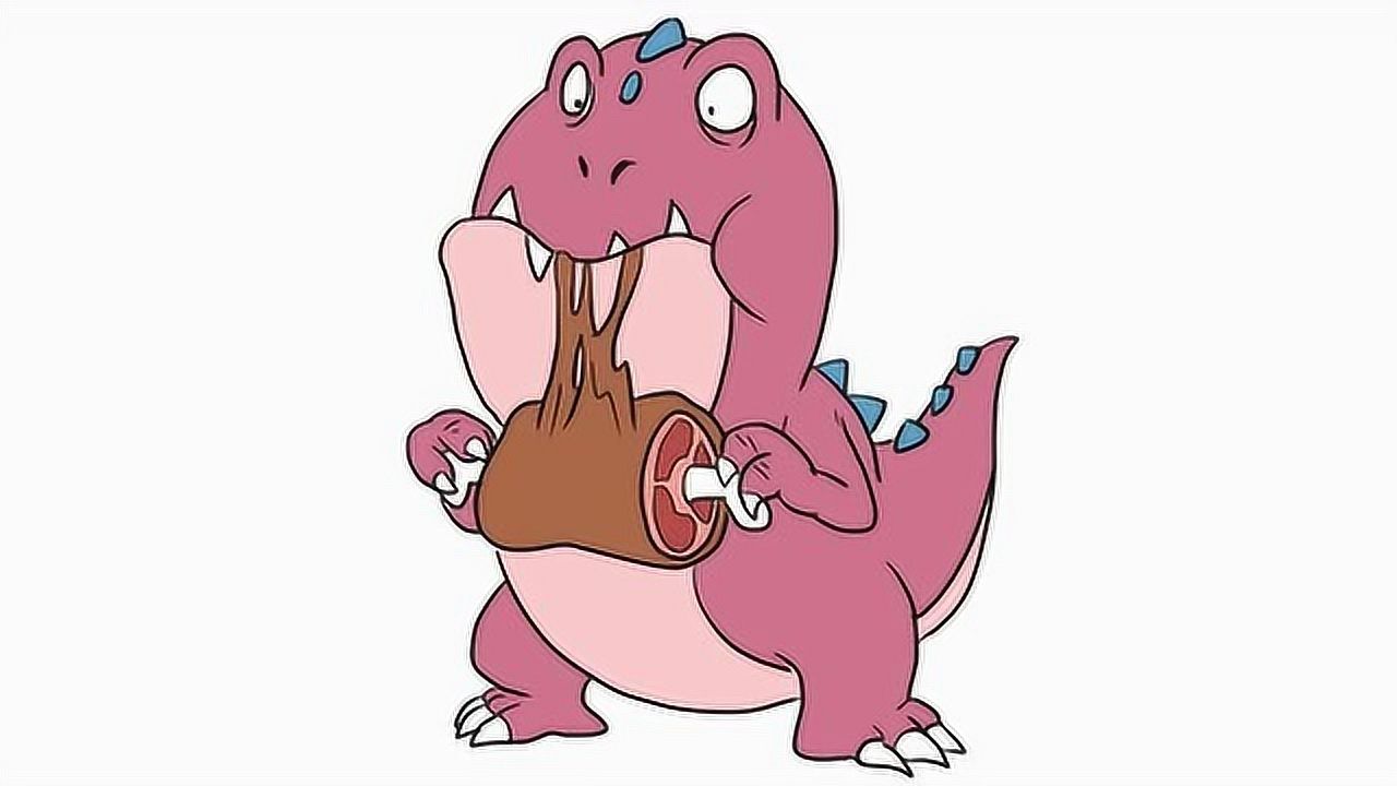 恐龙世界之正在大口吃肉的恐龙儿童卡通简笔画