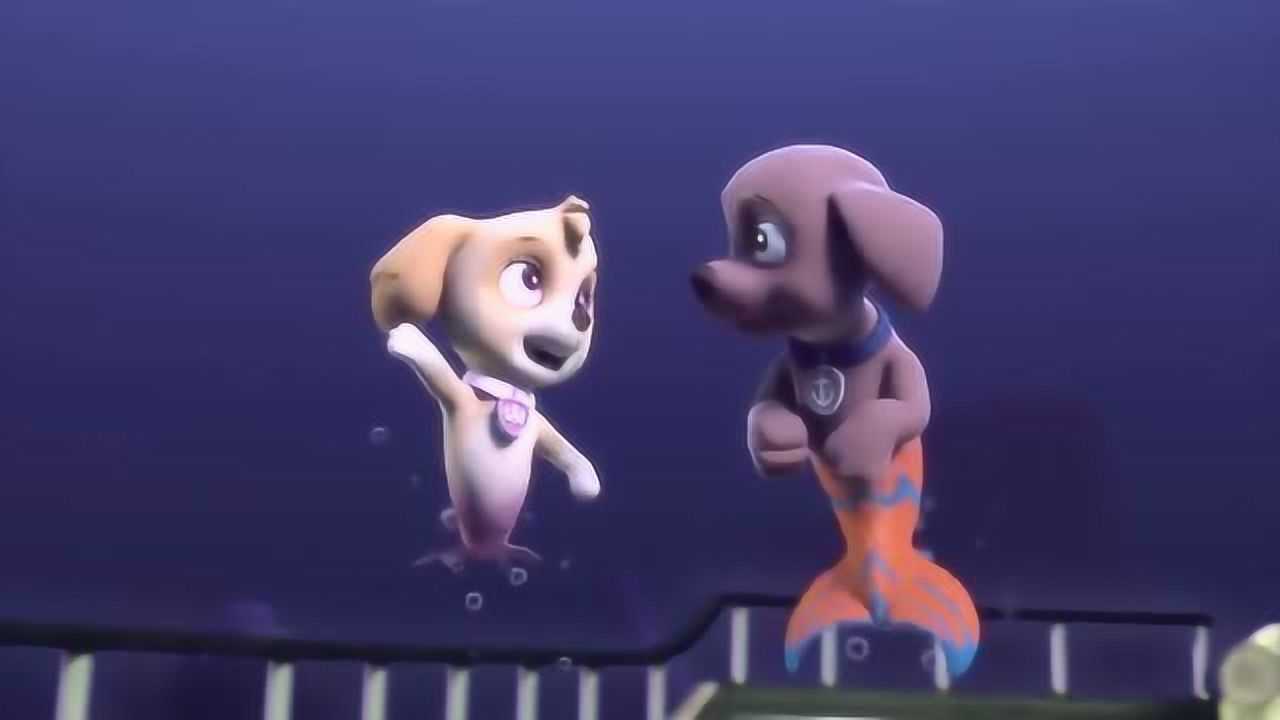 天天路马环游海底世界人鱼狗妈妈把他们带到一个宝藏船上