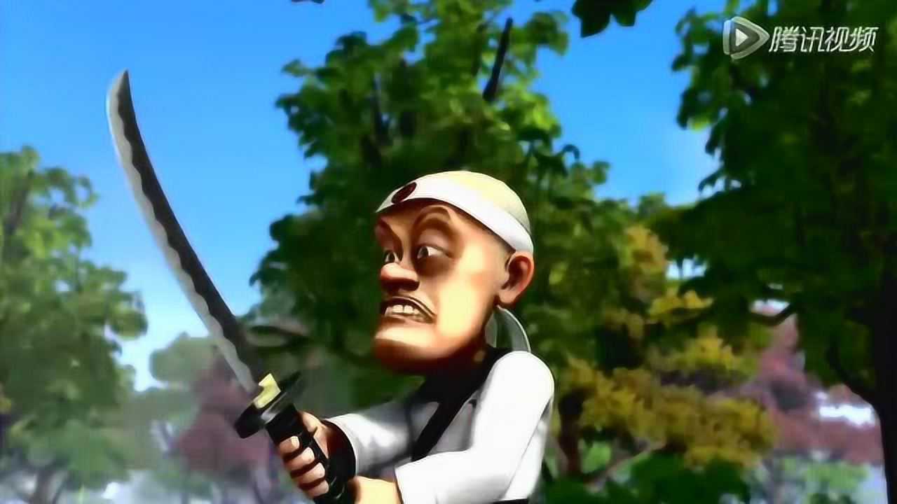 熊出没光头强变身日本武士把熊大吓得落荒而逃