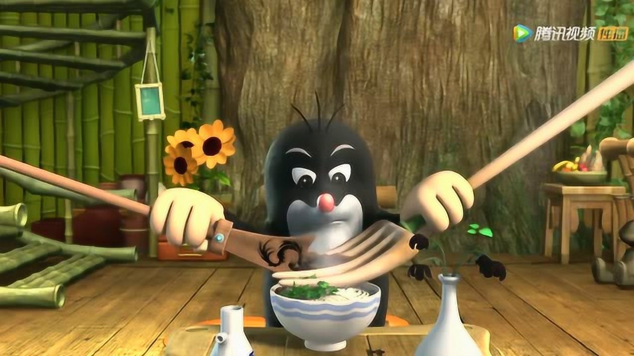 熊猫和小鼹鼠吃面要用筷子哦小朋友学会用筷子了么