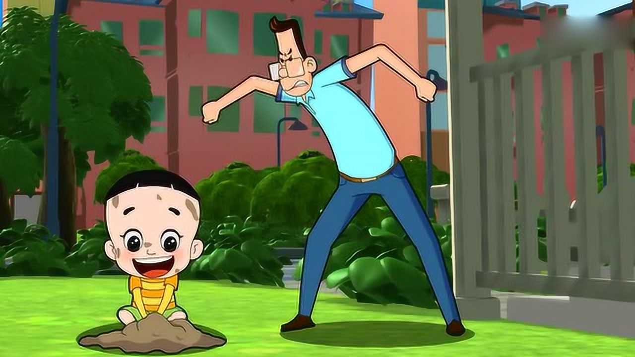 大头儿子玩泥巴,还说长大要做泥巴大师