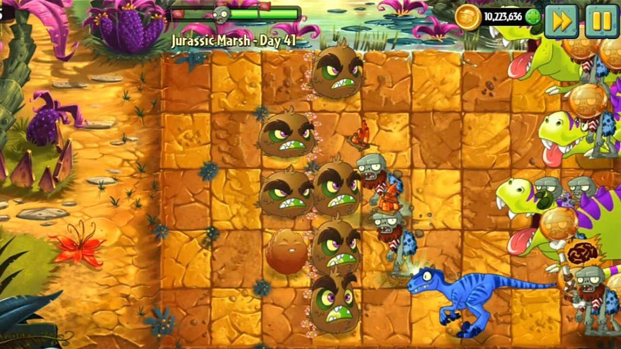 植物大战僵尸2恐龙危机第41关,只有2500阳光的恐龙僵尸大作战