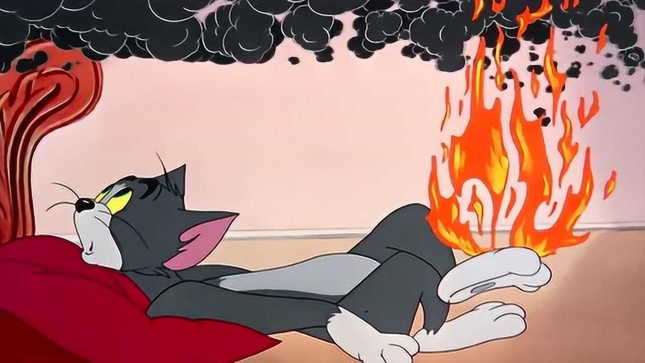 猫和老鼠:杰瑞在汤姆的脚趾上点燃火柴,闻见一股猫肉味道