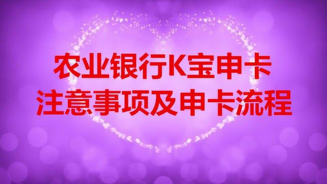 农业银行k宝申卡流程及注意事项