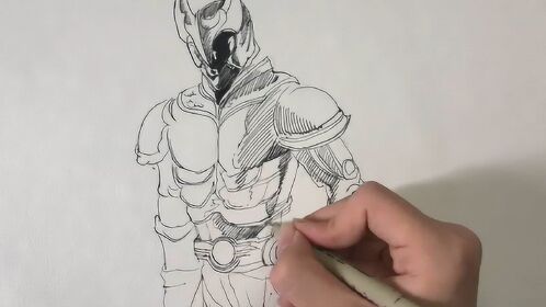 《日漫手绘》:战吧!假面骑士时王,帅气人物素描!