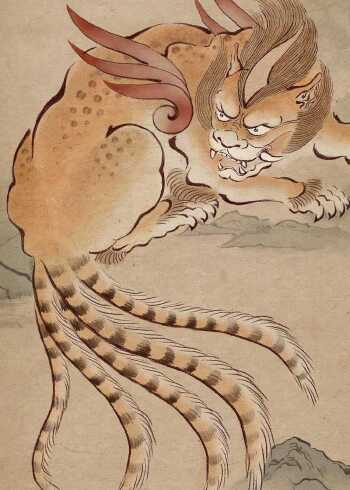 山海经异兽狰形似豹子头上长角五条尾巴以虎豹为食