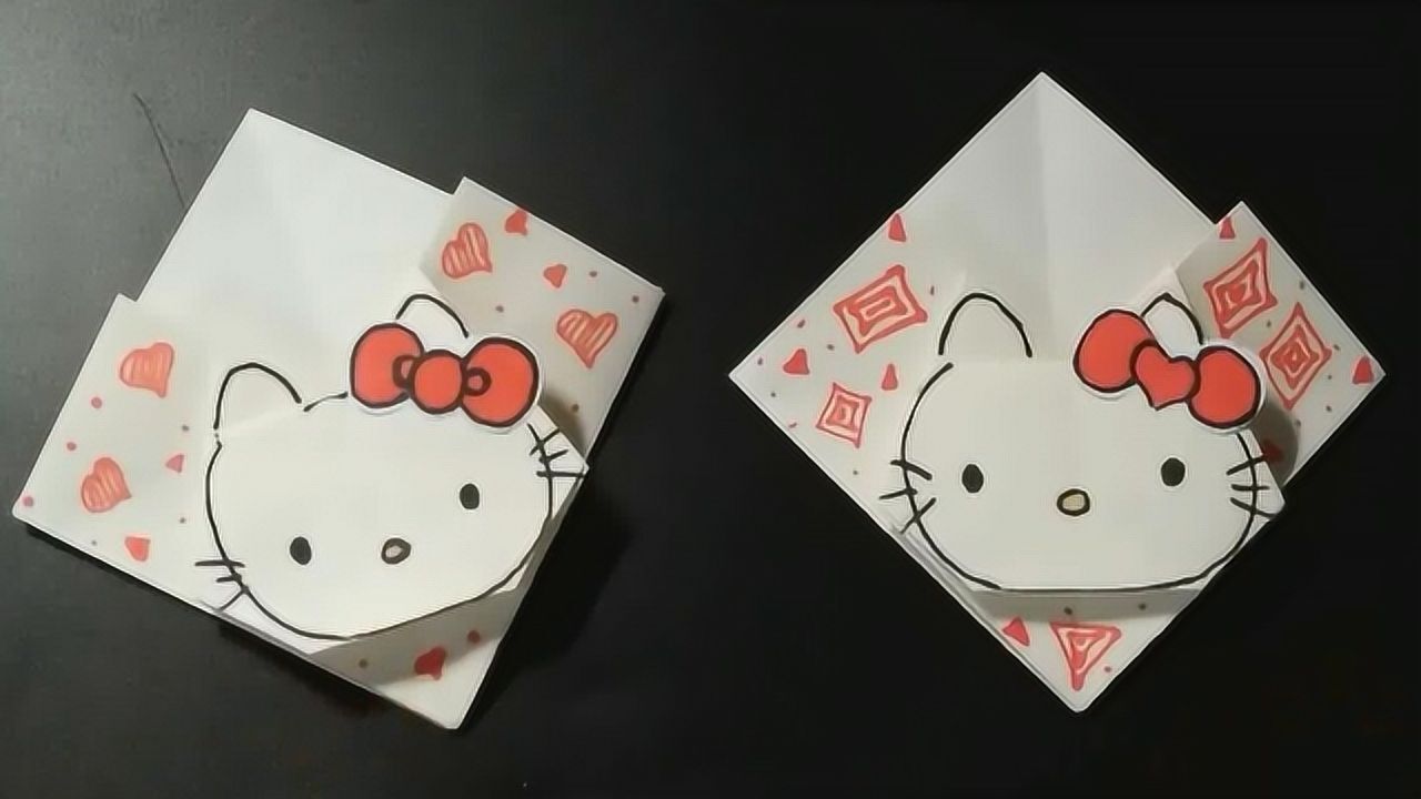 手工折纸:简单漂亮的kitty猫书签,亲子互动一起来折吧!