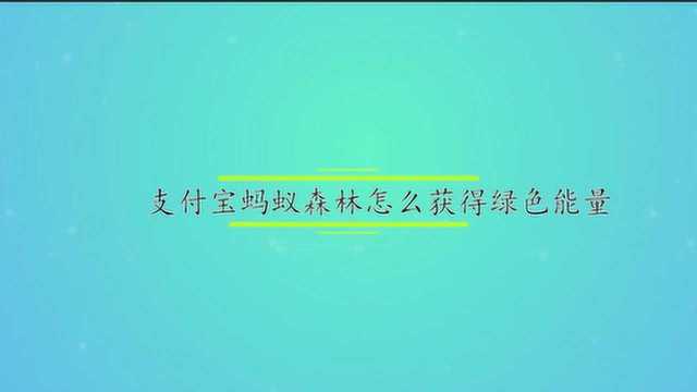 支付宝蚂蚁森林怎么获得绿色能量