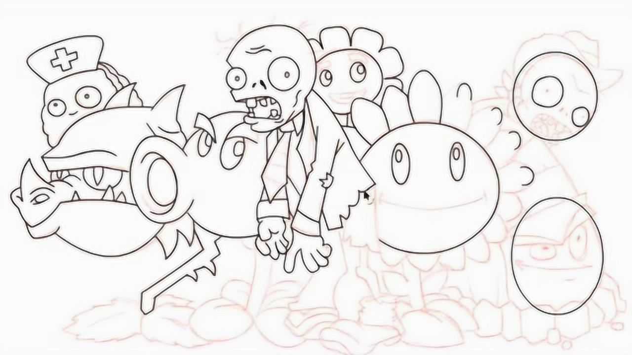 铅笔画素描植物大战僵尸卡通形象