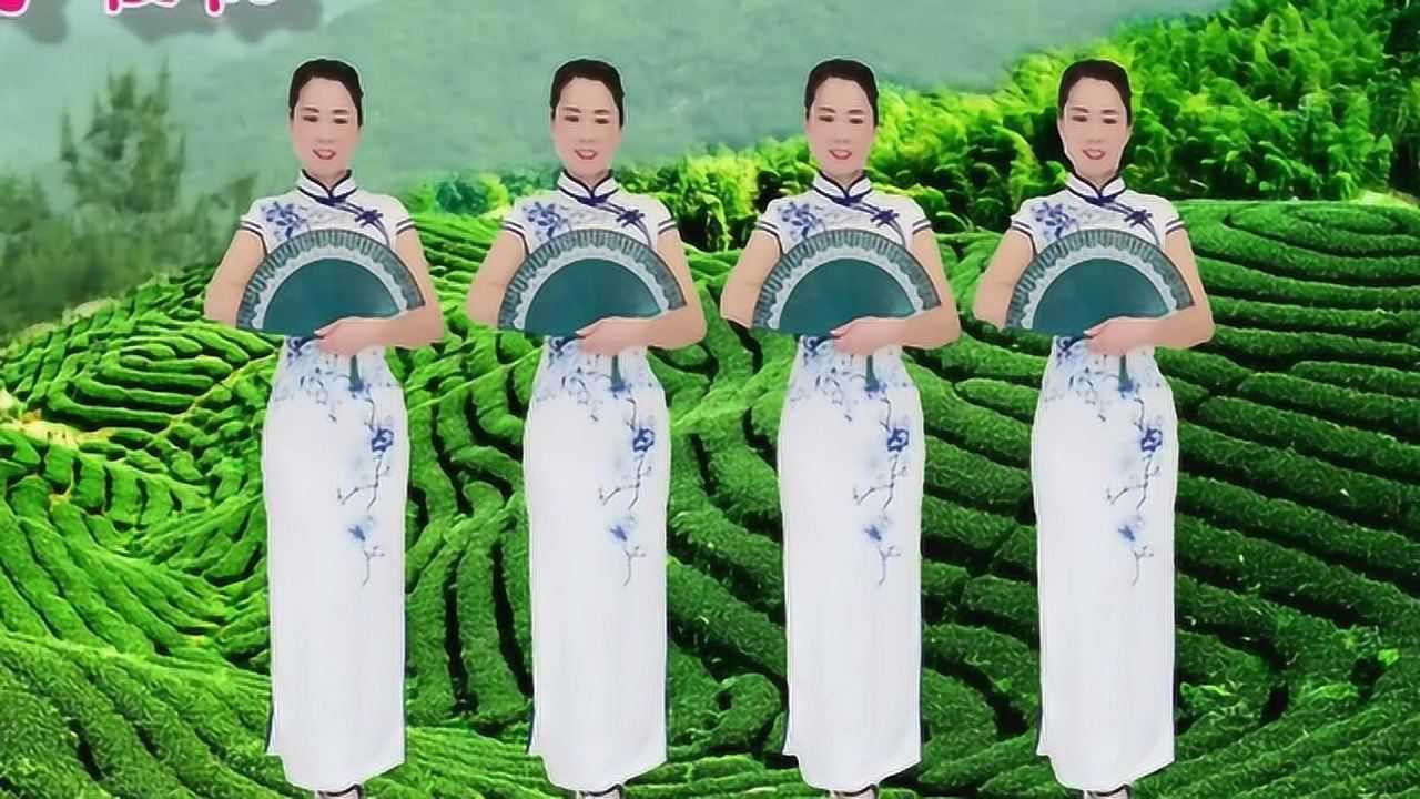 中老年快乐健身旗袍折扇秀《泼茶香》模特步教学