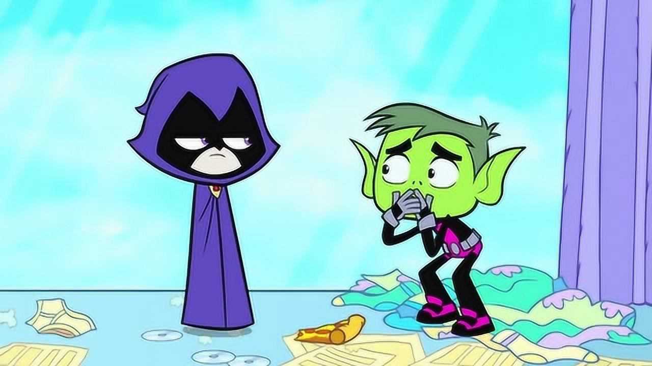 少年泰坦出击:乌鸦给野兽小子解释,野兽小子问他要怎么吃饭