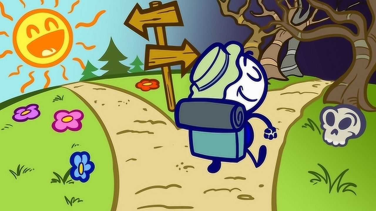 小男孩野外迷路了但是他没有放弃终于找到了路